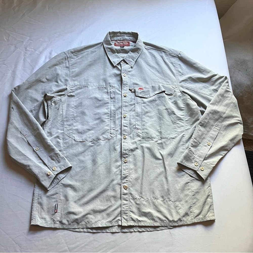 SIMMS‎ grey long sleeve button up shirt